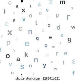 Light Blue, Yellow vector seamless template with isolated letters. Abstract illustration with colored latin alphabet. Design for textile, fabric, wallpapers.
