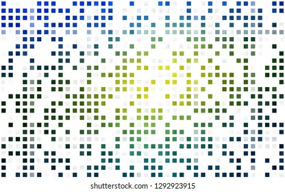 Light Blue, Yellow vector seamless pattern in square style. Glitter abstract illustration with rectangular shapes. Pattern for design of fabric, wallpapers.