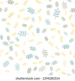 Light Blue, Yellow vector seamless abstract pattern with leaves, branches. Illustration with doodles on abstract template. Template for business cards, websites.