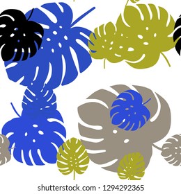Light Blue, Yellow vector seamless doodle backdrop with leaves. An elegant bright illustration with leaves in Natural style. Template for business cards, websites.