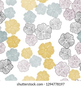Light Blue, Yellow vector seamless natural artwork with flowers. Brand new colored illustration with flowers. Pattern for design of fabric, wallpapers.