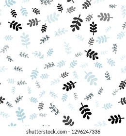 Light Blue, Yellow vector seamless natural backdrop with leaves, branches. Shining colored illustration with leaves and branches. Texture for window blinds, curtains.