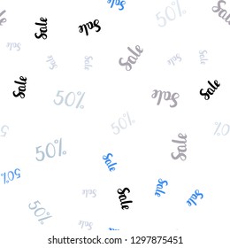 Light Blue, Yellow vector seamless layout with discount of 50%. Abstract illustration with colorful gradient symbols of sales. Backdrop for super sales on Black Friday.