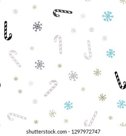 Light Blue, Yellow vector seamless pattern with delicious xmas candies.