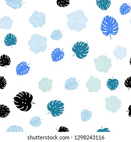 Light Blue, Yellow vector seamless doodle pattern with flowers, leaves. Glitter abstract illustration with leaves and flowers. Design for wallpaper, fabric makers.