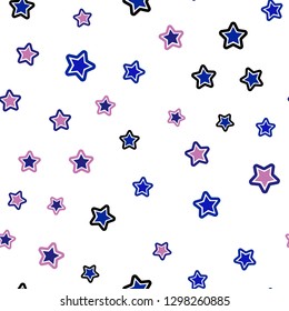 Light Blue, Yellow vector seamless background with colored stars. Shining colored illustration with stars. Pattern for design of fabric, wallpapers.