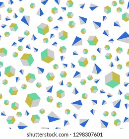 Light Blue, Yellow vector seamless, isometric pattern with polygonal style with cubes. Lines, rhombus with colorful gradient. Design for wallpaper, fabric makers.