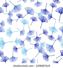 Light Blue, Yellow vector seamless doodle layout with leaves. Sketchy doodles with leaves on blurred background. Design for wallpaper, fabric makers.