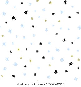 Light Blue, Yellow vector seamless pattern with christmas snowflakes. Colorful decorative design in xmas style with snow. Design for textile, fabric, wallpapers.