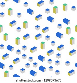 Light Blue, Yellow vector seamless, isometric cover in polygonal style. Modern abstract illustration with colorful rectangles. Template for business cards, websites.