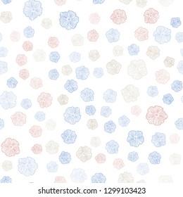 Light Blue, Yellow vector seamless elegant background with flowers. Doodle illustration of flowers in Origami style. Texture for window blinds, curtains.