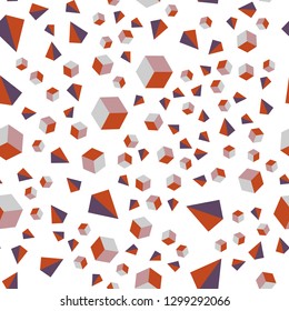 Light Blue, Yellow vector seamless, isometric background with triangles, cubes. Glitter abstract illustration with squares, lines. Pattern for design of fabric, wallpapers.