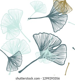 Light Blue, Yellow vector seamless elegant template with leaves. Blurred decorative design in Indian style with leaves. Template for business cards, websites.