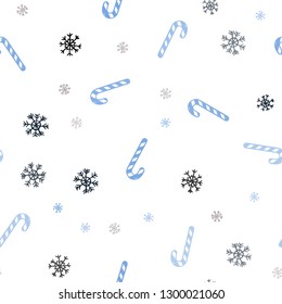 Light Blue, Yellow vector seamless layout with christmas sweet desserts.