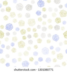 Light Blue, Yellow vector seamless abstract pattern with flowers. Colorful illustration in doodle style with flowers. Pattern for trendy fabric, wallpapers.