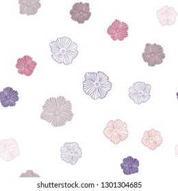 Light Blue, Yellow vector seamless natural background with flowers. Abstract illustration with flowers in doodles style. Design for textile, fabric, wallpapers.