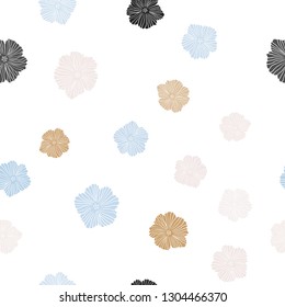 Light Blue, Yellow vector seamless abstract pattern with flowers. Colorful illustration in doodle style with flowers. Pattern for design of fabric, wallpapers.