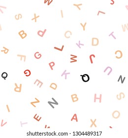 Light Blue, Yellow vector seamless template with isolated letters. Colored alphabet signs with gradient on white background. Pattern for design of fabric, wallpapers.