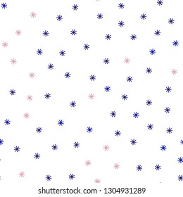 Light Blue, Yellow vector seamless layout with bright snowflakes. Shining colorful illustration with snow on abstract template. Texture for window blinds, curtains.