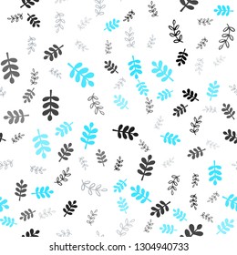Light Blue, Yellow vector seamless doodle backdrop with leaves, branches. Leaves, branches in natural style on white background. Design for wallpaper, fabric makers.