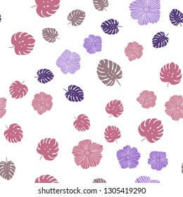 Light Blue, Yellow vector seamless elegant template with flowers, leaves. Leaves and flowers with gradient on white background. Design for wallpaper, fabric makers.