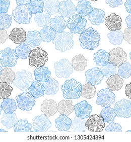 Light Blue, Yellow vector seamless elegant background with flowers. Shining colored illustration with flowers. Design for wallpaper, fabric makers.