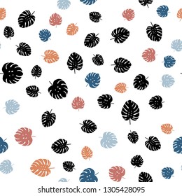 Light Blue, Yellow vector seamless natural pattern with leaves. Glitter abstract illustration with doodles and leaves. Texture for window blinds, curtains.