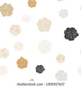 Light Blue, Yellow vector seamless elegant pattern with flowers. Sketchy doodle flowers on white background. Design for textile, fabric, wallpapers.