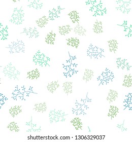 Light Blue, Yellow vector seamless abstract design with branches. Decorative design in Indian style on white background. Pattern for design of fabric, wallpapers.