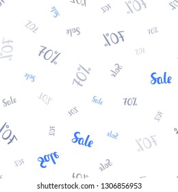 Light Blue, Yellow vector seamless template with 70% selling. Colorful set of  percentage signs in simple style. Backdrop for mega promotions, discounts.
