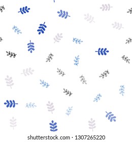 Light Blue, Yellow vector seamless doodle backdrop with leaves. leaves on blurred abstract background with gradient. Template for business cards, websites.