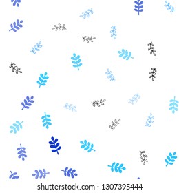 Light Blue, Yellow vector seamless doodle background with leaves. An elegant bright illustration with leaves in Natural style. Texture for window blinds, curtains.