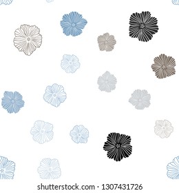 Light Blue, Yellow vector seamless abstract design with flowers. Flowers in natural style on white background. Template for business cards, websites.