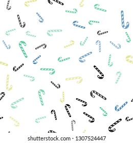 Light Blue, Yellow vector seamless pattern with delicious xmas candies.