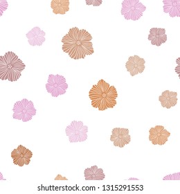 Light Blue, Yellow vector seamless abstract pattern with flowers. Doodle illustration of flowers in Origami style. Pattern for trendy fabric, wallpapers.