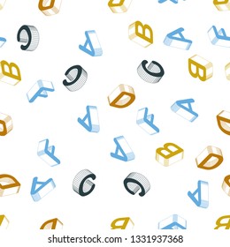 Light Blue, Yellow vector seamless layout with 3D latin alphabet. Abstract illustration with colorful 3D latin alphabet. Design for textile, fabric, wallpapers.