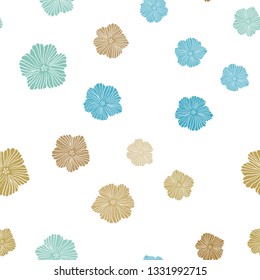 Light Blue, Yellow vector seamless elegant template with flowers. Brand new colored illustration with flowers. Texture for window blinds, curtains.