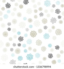 Light Blue, Yellow vector seamless texture with colored snowflakes. Snow on blurred abstract background with gradient. Trendy design for wallpaper, fabric makers.