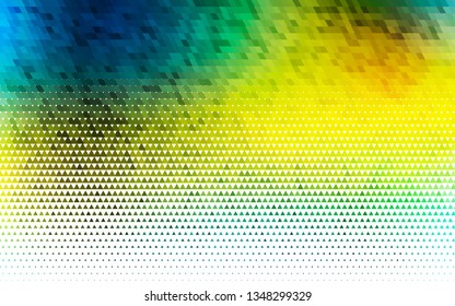 Light Blue, Yellow vector seamless backdrop with lines, triangles. Illustration with set of colorful triangles. Pattern for design of window blinds, curtains.