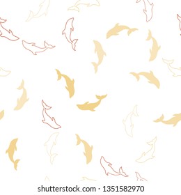 Light Blue, Yellow vector seamless backdrop with ocean dolphins. Shining illustration of colorful gradient sea dolphins. Pattern for websites of animals.