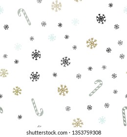 Light Blue, Yellow vector seamless texture with xmas sweets, candies.
