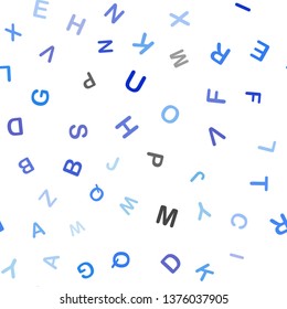 Light Blue, Yellow vector seamless layout with latin alphabet. Abstract illustration with colored latin alphabet. Design for wallpaper, fabric makers.