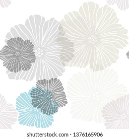 Light Blue, Yellow vector seamless abstract background with flowers. Doodle illustration of flowers in Origami style. Pattern for design of fabric, wallpapers.