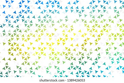 Light Blue, Yellow vector seamless texture in triangular style. Illustration with set of colorful triangles. Pattern for design of window blinds, curtains.