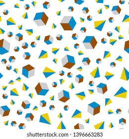Light Blue, Yellow vector seamless, isometric cover with triangles, rectangles. Abstract illustration with colorful lines, cubes. Design for wallpaper, fabric makers.