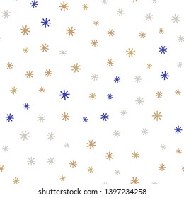 Light Blue, Yellow vector seamless pattern with christmas snowflakes. Modern geometrical abstract illustration with snowflakes. Design for wallpaper, fabric makers.