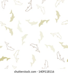 Light Blue, Yellow vector seamless texture with dolphins. Isolated sea dolphins on white background. Template for natural magazines.
