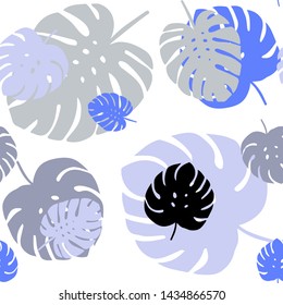 Light Blue, Yellow vector seamless doodle backdrop with leaves. Colorful illustration in doodle style with leaves. Texture for window blinds, curtains.