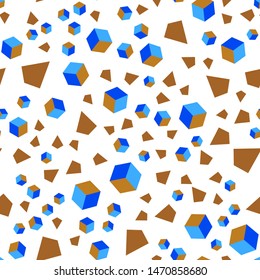Light Blue, Yellow vector seamless, isometric backdrop with lines, rhombus. Illustration with colorful triangles, rectangles. Pattern for design of fabric, wallpapers.