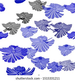 Light Blue, Yellow vector seamless doodle background with flowers. Modern abstract illustration with flowers. Texture for window blinds, curtains.